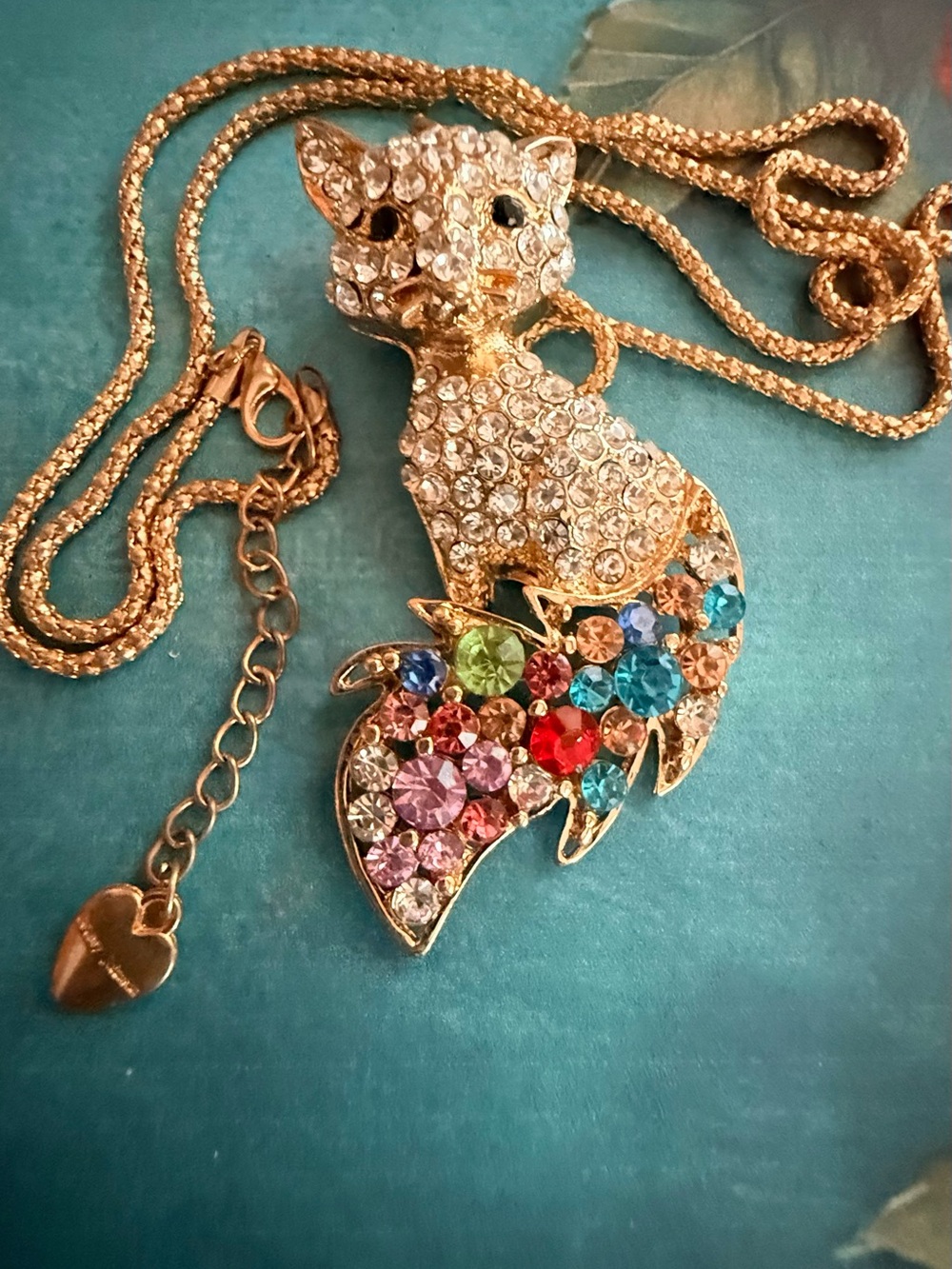 Crystal Multicolor Fox Pendant Necklace - Women Jewelry